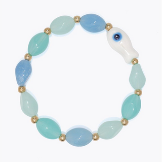 Periwinkle White Fish Aqua Beads Bracelet