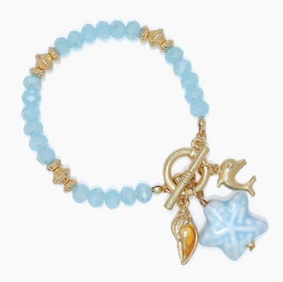 Periwinkle Ceramic Starfish Blue Bead Bracelet