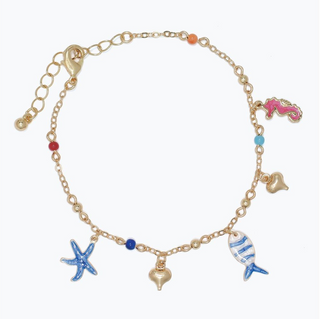 Periwinkle Delicate Enamel Sea Charm Bracelet