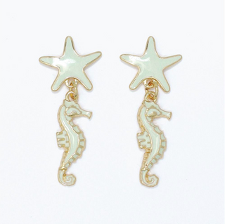 Periwinkle Mint Starfish and Seahorse Earrings
