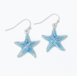 Periwinkle Blue Enamel Starfish Earrings