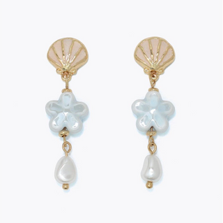 Periwinkle Scallop and Ceramic Sea Life Earrings