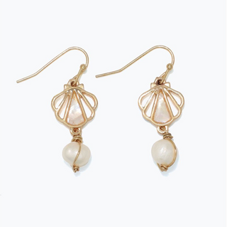 Periwinkle Gold Open Scallop with Pearl