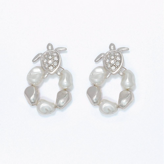 Periwinkle Crystal Turtle Pearl Earrings