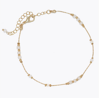 Periwinkle White and Gold Beads Anklet