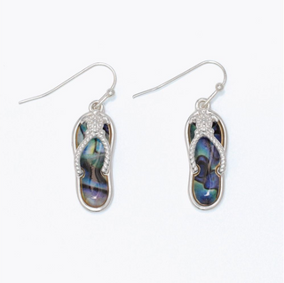 Periwinkle Silver Flip Flops Abalone Earrings