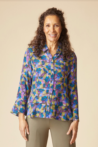 Habitat Rayon Crepe Painted Stones Flounce Shirt