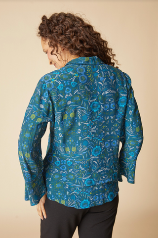 Habitat Rayon Crepe Garden Ruched Collarshirt
