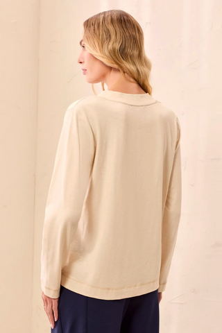 Tribal Slub Knit Long Sleeve V-Neck Top