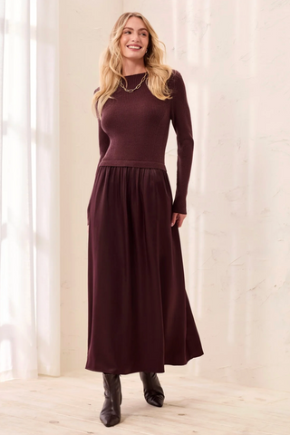 Tribal Mixed Media Long Sleeve Maxi Dress