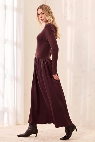 Tribal Mixed Media Long Sleeve Maxi Dress