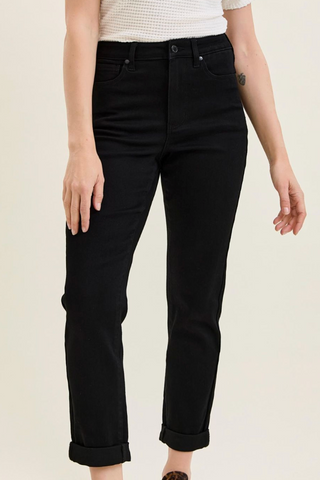 Judy Blue High Waist Tara Girlfriend Jeans- Black