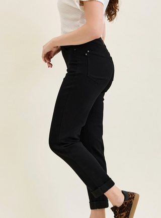 Judy Blue High Waist Tara Girlfriend Jeans- Black