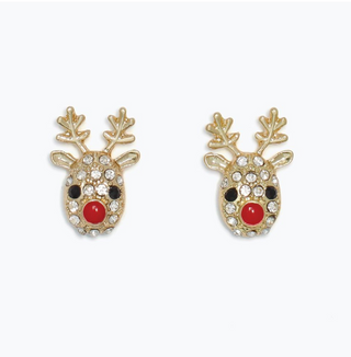 Cuties Crystal Studded Rudolph Earrings