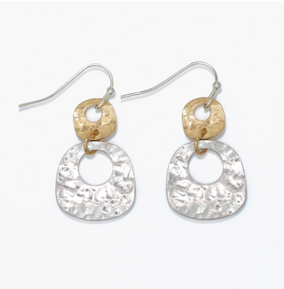 Periwinkle Hammered Two Tone Dangle Earrings