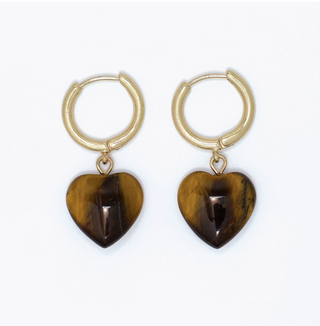 Periwinkle Heart in Tiger Eye Stone Earrings