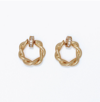 Periwinkle Gold Twists with CZ Earrings