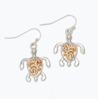 Periwinkle Two Tone Turtle with Swirl Earrings
