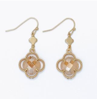 Periwinkle Champagne Clovers Gold Earrings