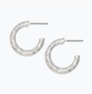 Periwinkle Hammered Silver Hoops