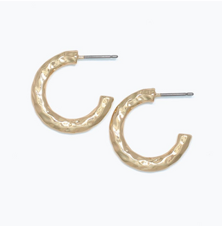 Periwinkle Hammered Gold Hoops