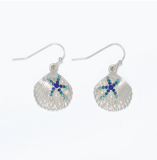 Periwinkle Shell and Crystal Pearl Earrings