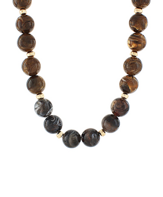 Two-Tone Round Stone Bead Necklace