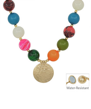 Chunky Bead Disc Necklace