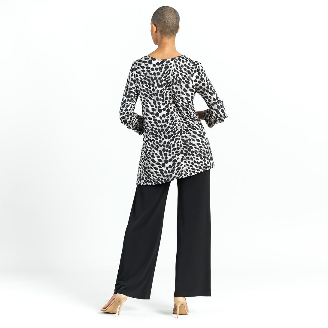 Clara Sun Woo Cheetah Spot Flutter Cuff Side Vent Tunic