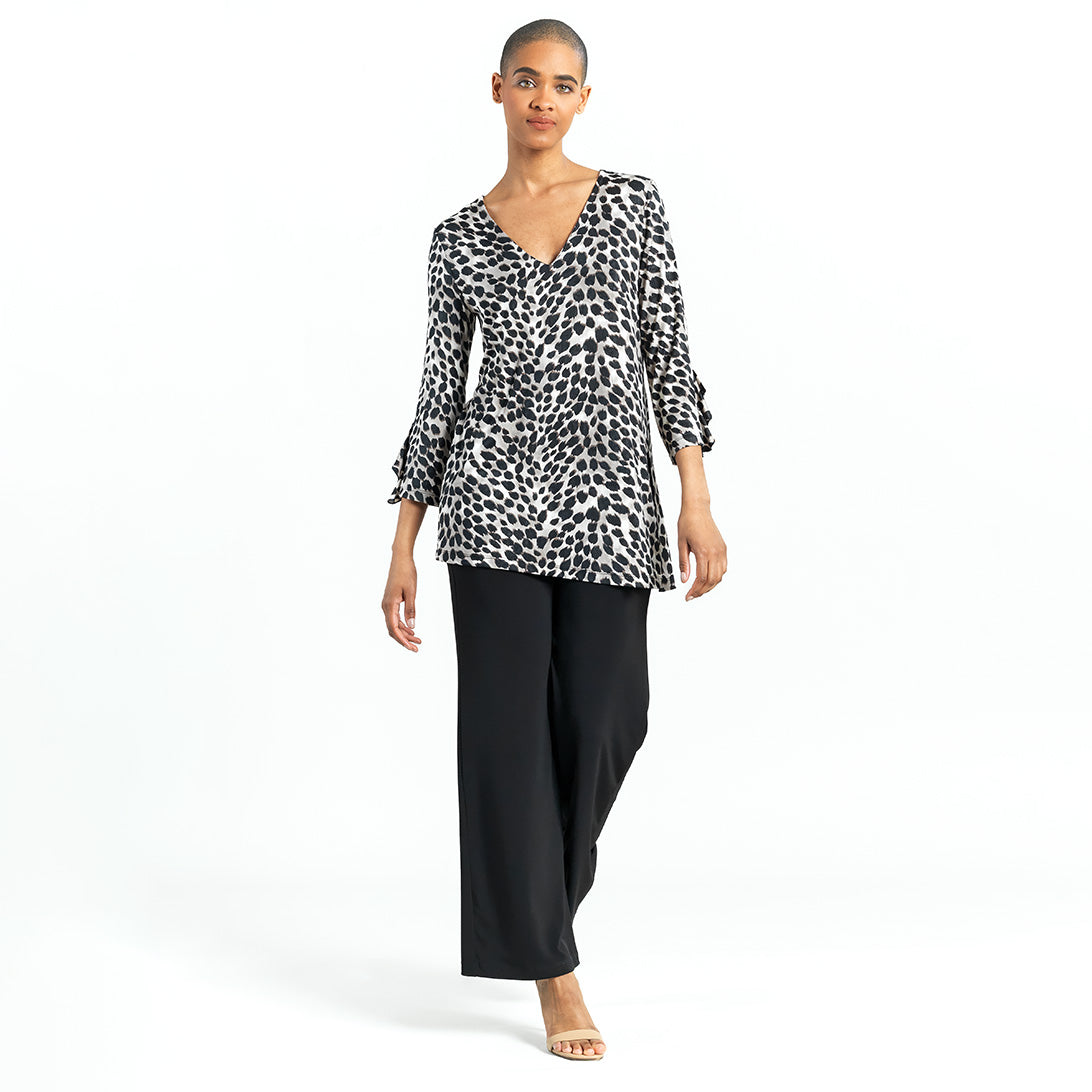 Clara Sun Woo Cheetah Spot Flutter Cuff Side Vent Tunic