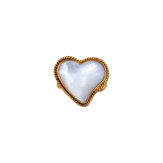 Alchemia Mother of Pearl Heart Rope Adjustable Ring