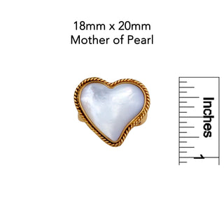 Alchemia Mother of Pearl Heart Rope Adjustable Ring