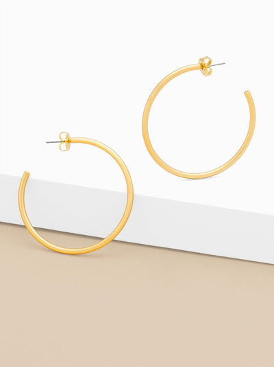 Large Matte Thin Hoop Earring