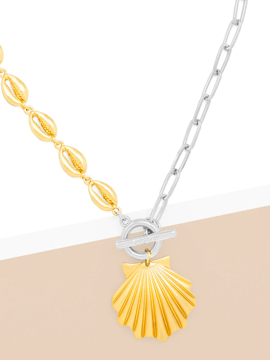 Zenzii Two-Tone Seashell Charm Collar Necklace