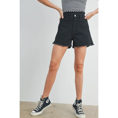 High Waisted Denim Shorts with Pockets