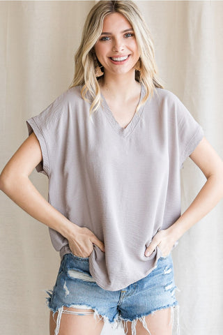 Best Selling Cap Sleeve Raw Edge Top
