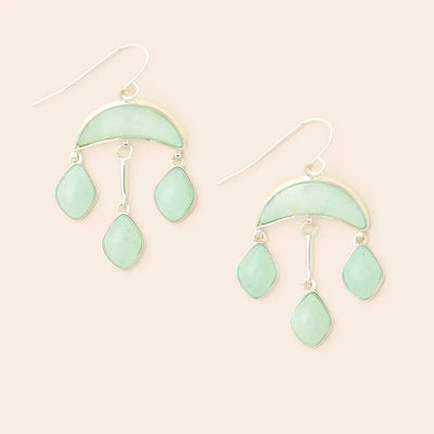 Stone Crescent Drop Earrings