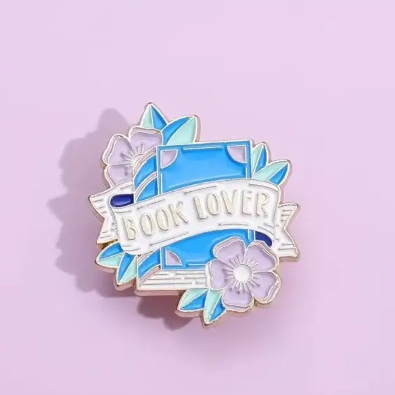 "Book Lover" Purple Flower Pin