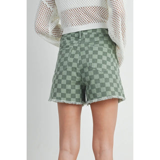 High Waisted Checkered Shorts