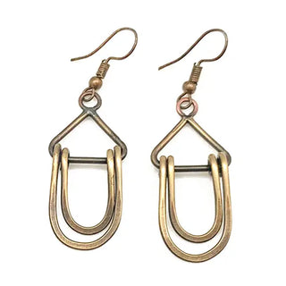 Banjara Antique Brass Double Loop Dangle Earrings
