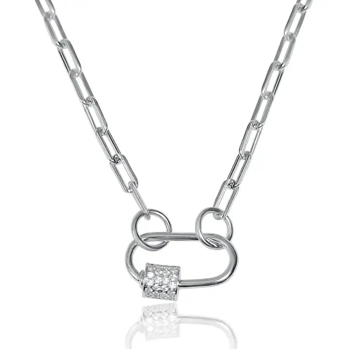 Carabiner Amulet Link Silver Stainless Steel Waterproof Necklace