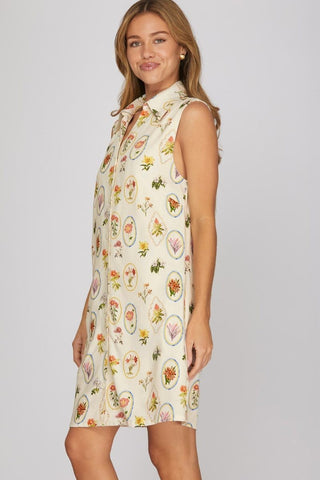 Florals Collared Mini Dress