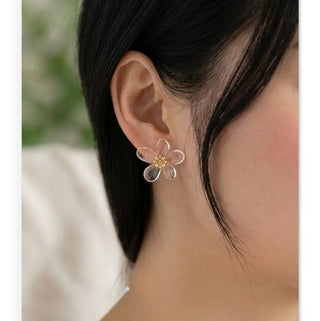 Minimalist Transparent Floral Stud Earrings
