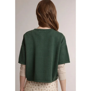 Front Button Short Sleeve Cardigan