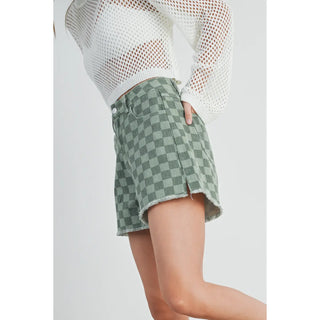 High Waisted Checkered Shorts