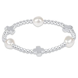 ENewton Signature Cross Admire Pearl Pattern 3mm Bead Bracelet