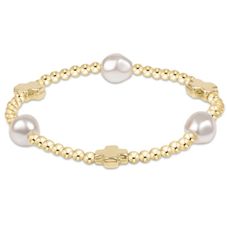 ENewton Signature Cross Admire Pearl Pattern 3mm Bead Bracelet
