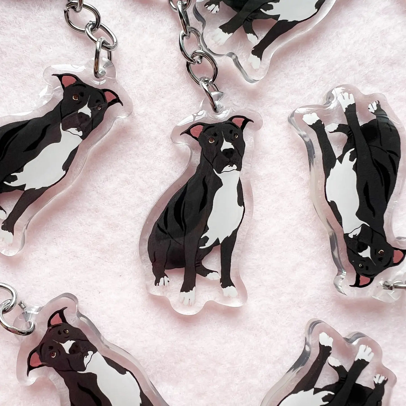 Pit Bull (Black), Staffy (Black) Keychain