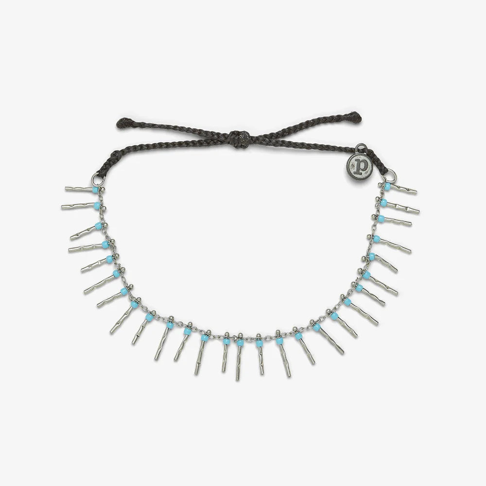 Pura Vida Fringe Bead Silver Anklet