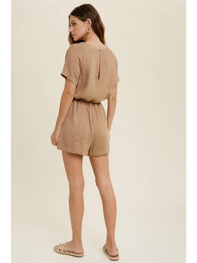 Linen Romper with Drawstring